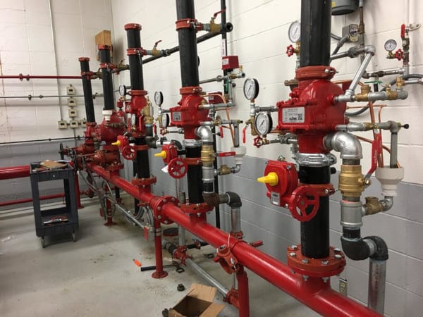 Gauges on fire sprinkler risers