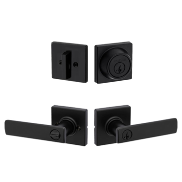 Kwiset Breton black door hardware combo pack