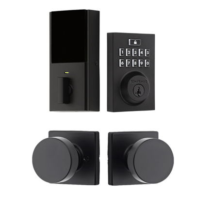 Kwikset Pismo Electronic black door hardware combo pack