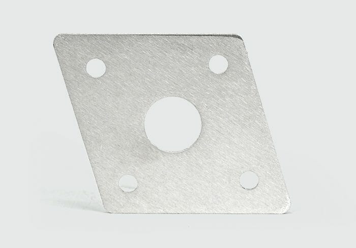 Image of diamond shaped laser cut 7075 aluminum part on a white background